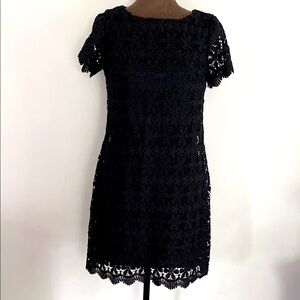 Jessica Howard Navy Lace A-line Dress. Short Sleeve.